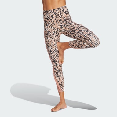 Nữ Tập Luyện Quần Legging 7/8 Họa Tiết Tương Phản Yoga Studio