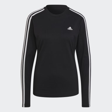 adidas T-shirt Essentials 3-Stripes Long Sleeve Noir Femmes Sportswear