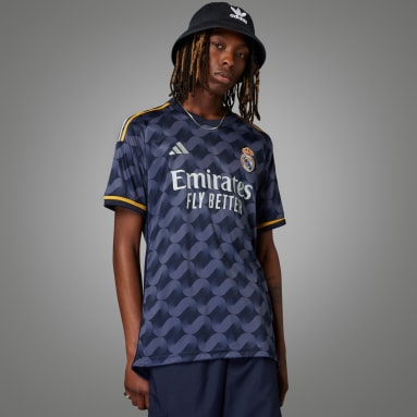 ผู้ชาย ฟุตบอล สีน้ำเงิน เสื้อฟุตบอลชุดเยือน Real Madrid 23/24