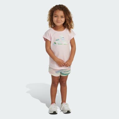 adidas Little Girls T-Shirt & Leggings Outfit Set Size 5 Black Pink