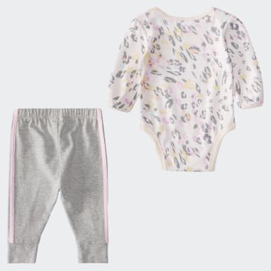 Ensemble pantalon de survêtement et body à manches longues et imprimé intégral blanc Bambins & Bebes 0-4 Years Entraînement