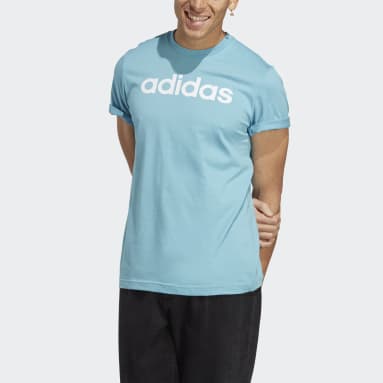 Camiseta Essentials Logo Lineal Bordado Tejido Jersey Azul Hombre Sportswear