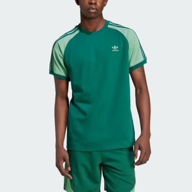 adidas Colourblocked 3 Stripes Tee Green adidas Finland
