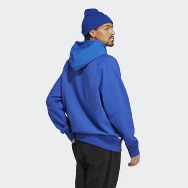 Polerón con Capucha Premium Essentials Nylon Arrugado Azul Hombre Originals