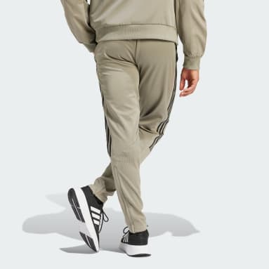 Adidas Track Pants Men Large Green Solid Straight Zipped Leg Windbreaker  Lined