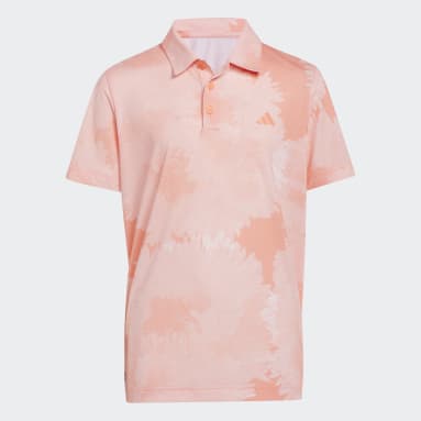 Flower Mesh Polo Shirt Pomarańczowy