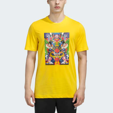 Men Cricket Gold ADIDAS CRICKET GRAPHIC ABSTRACT FRONT TEE