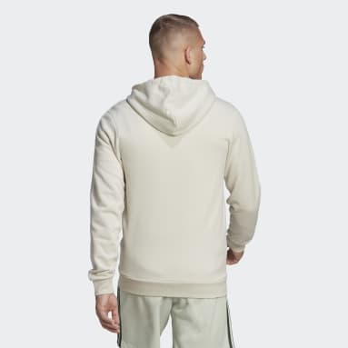 Men's Essentials Beige Essentials Fleece 3-Stripes Full-Zip Hoodie