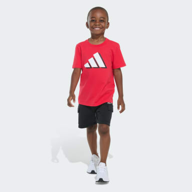 Two-Piece Short Sleeve Cotton Tee and Cargo French Terry Shorts Set