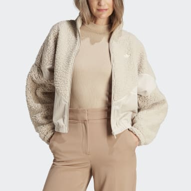 Women Originals Beige Corduroy Fleece Mix Jacket