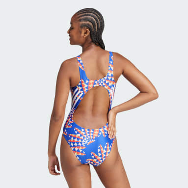 Women Sportswear Blue FARM Rio 3-Stripes CLX Swimsuit