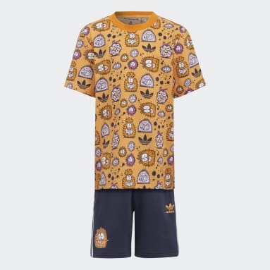 Conjunto Shorts y Playera adidas x Kevin Lyons Naranja Niño Originals