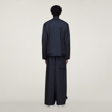 Y-3 PINSTRIPE REFINED WOOL WIDE LEG BUKSE