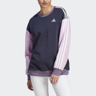 Women Sportswear Blue Essentials 3-Stripes Oversized Fleece Sweatshirt