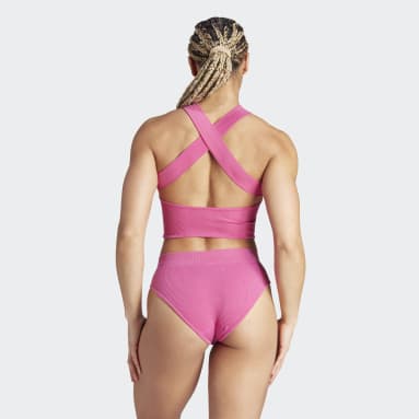 Brassière côtelée dos nu Active Seamless Rose Femmes Entraînement