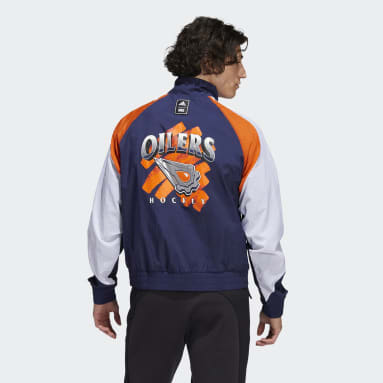 Men Sportswear Blue Oilers Reverse Retro Jacket