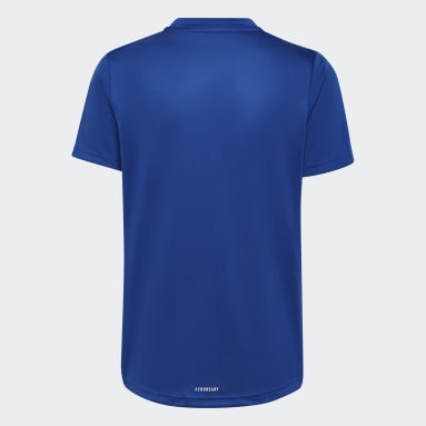 Youth 8-16 Years Training Blue AEROREADY DESIGNED TO MOVE BIG LOGO TEE