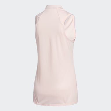 Women Golf Pink Gradient Quarter-Zip Sleeveless Polo Shirt