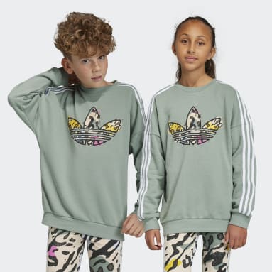 Kids Originals Green Animal Print Crew Sweatshirt