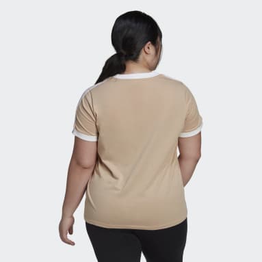 Frauen Originals adicolor Classics 3-Streifen T-Shirt – Große Größen Beige
