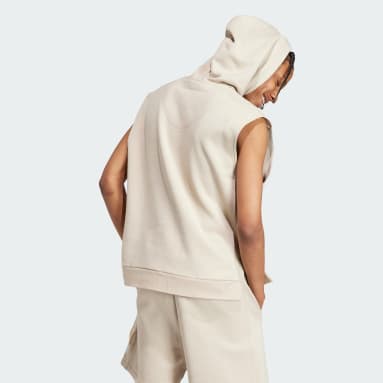 Men's Sportswear Beige Lounge Sleeveless Fleece Hoodie