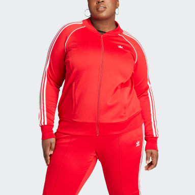 Ženy Originals červená Sportovní bunda Adicolor Classics SST (plus size)