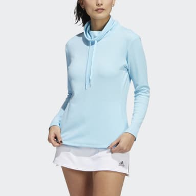 Women Golf Blue Mélange High Mock Pullover