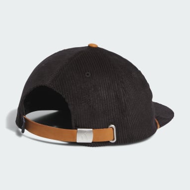 Men's Golf Black Corduroy Leather Five-Panel Rope Hat