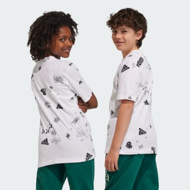 Koszulka Brand Love Allover Print Kids Bialy