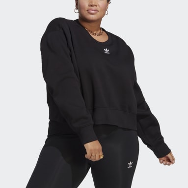 Women's Originals Black Adicolor Essentials Crew Sweatshirt (Plus Size)