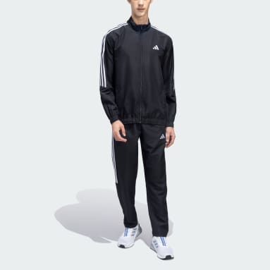 Mens adidas black tracksuit best sale