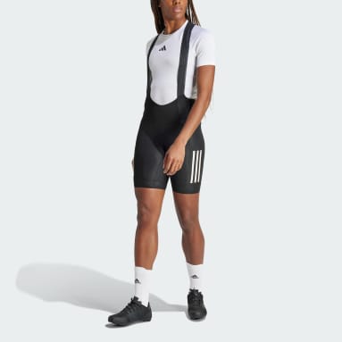 Ženy Cyklistika čierna Šortky Essentials 3-Stripes Padded Cycling Bib