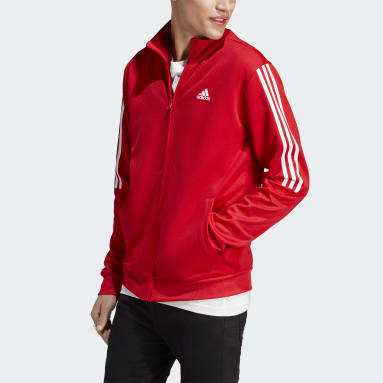 Drifit with 4 way lycra Full Sleeves Men Red Adidas tracksuit at