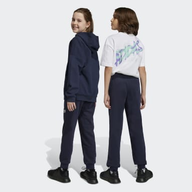 Pantalon en coton Essentials Regular Fit Big Logo Bleu Adolescents 8-16 Years Sportswear