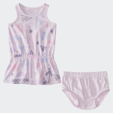 Infant & Toddlers 0-4 Years Lifestyle Pink Allover Print Dress and Bloomer Set