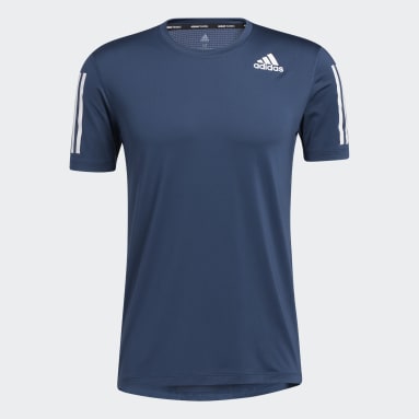 Men Training Blue TECHFIT 3-STRIPES FITTED TEE