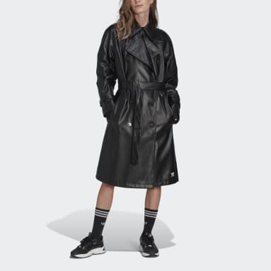 Faux Leather Trench Coat Czerń