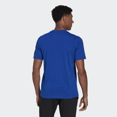 Men Sportswear Blue Essentials Embroidered Linear Logo Tee