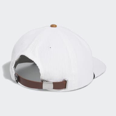 Men's Golf White Corduroy Leather Five-Panel Rope Hat