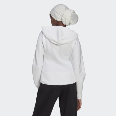 Women Sportswear White Mission Victory Slim Fit Full-Zip Hoodie