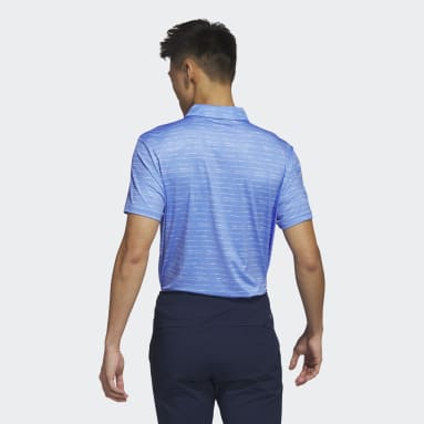 Men's Golf Blue Stripe Zip Golf Polo Shirt