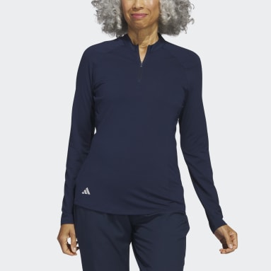 Women Golf Blue Quarter-Zip Long Sleeve Golf Polo Shirt