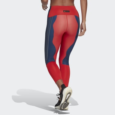 Marimekko Run Icons 3-Stripes 7/8 Running Leggings Czerwony