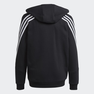 Buzo con Capucha Future Icons 3 Rayas Cierre Frontal Negro Niño Sportswear