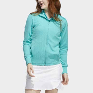 Women's Golf Turquoise Textured Full-Zip Jacket