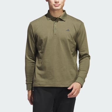 Men Golf Green Essentials Heathered Long Sleeve Polo Shirt