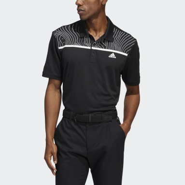 Men Golf Black Core Chest-Print Polo Shirt