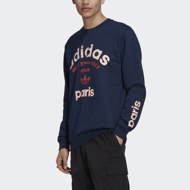 Herr Originals Blå Paris Collegiate City Crew Sweatshirt