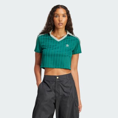 アディカラー フットボール ジャカード Vネック クロップポロシャツ