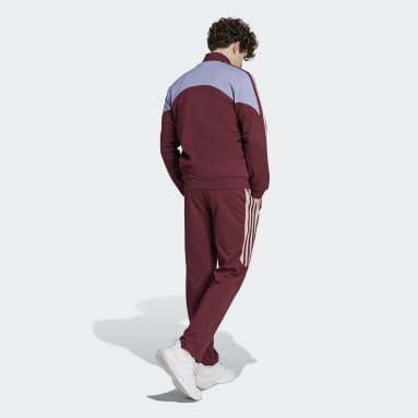 Men Sportswear Burgundy Colorblock Track Suit
